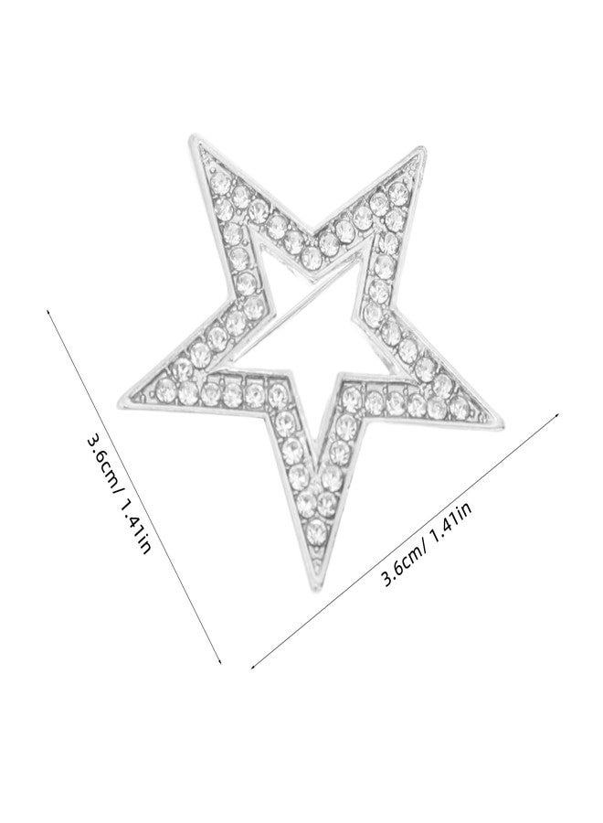 VOSCHOIX 2 Pcs Five-Pointed Star Pins, Silver Shiny Rhinestone Star Brooch Pin for Women Girls Elegant Bling Backpack Brooch for Wedding Party Jewelry - Image 5